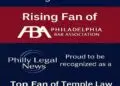 Temple Law recognition and ABA Rising Fan badge awarded to Philly Legal News
