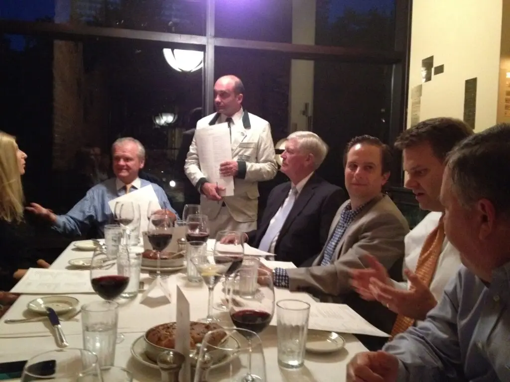 Francis J. Deasey, Esquire, leading the FDCC dine-around dinner at the Rittenhouse Hotel in Philadelphia.