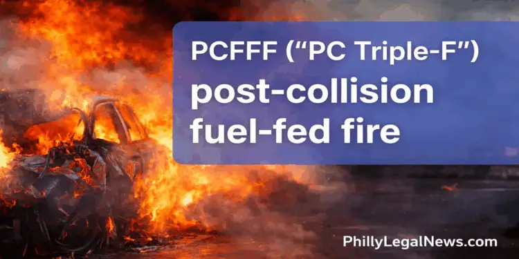 PCFFF (“PC Triple-F”) post-collision fuel-fed fire — vehicle product liability cases