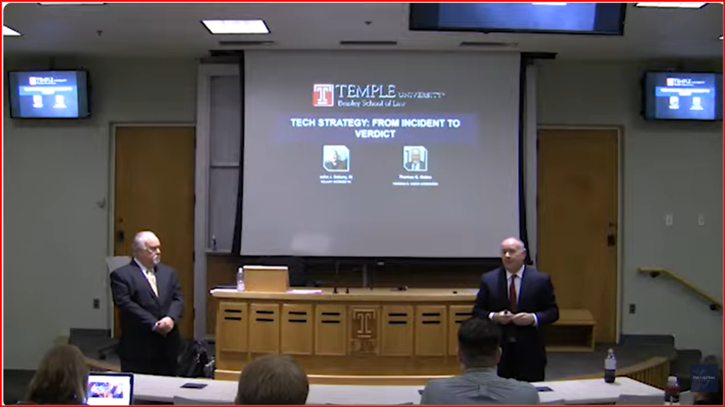 Temple University Beasley School of Law LL.M. Trial Advocacy technology instruction program involving courtroom communication strategy and litigation technology education