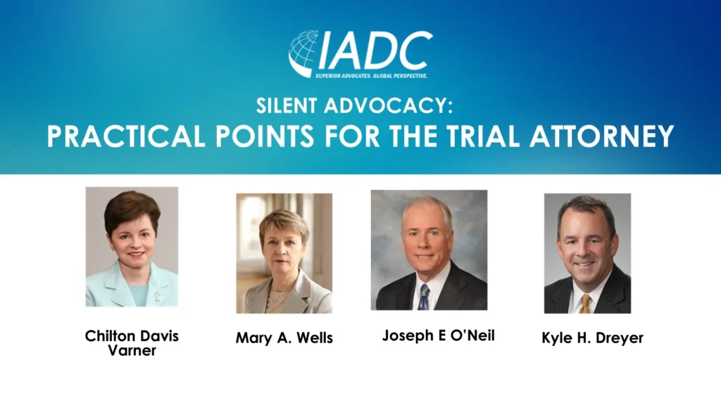 IADC memorial panel slide showing Chilton Davis Varner, Kyle H. Dreyer, Joseph E. O’Neil and Mary A. Wells.